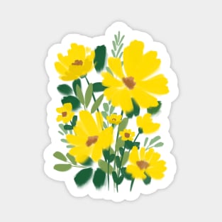 Yellow Abstract Wild Flowers Illustration Sticker